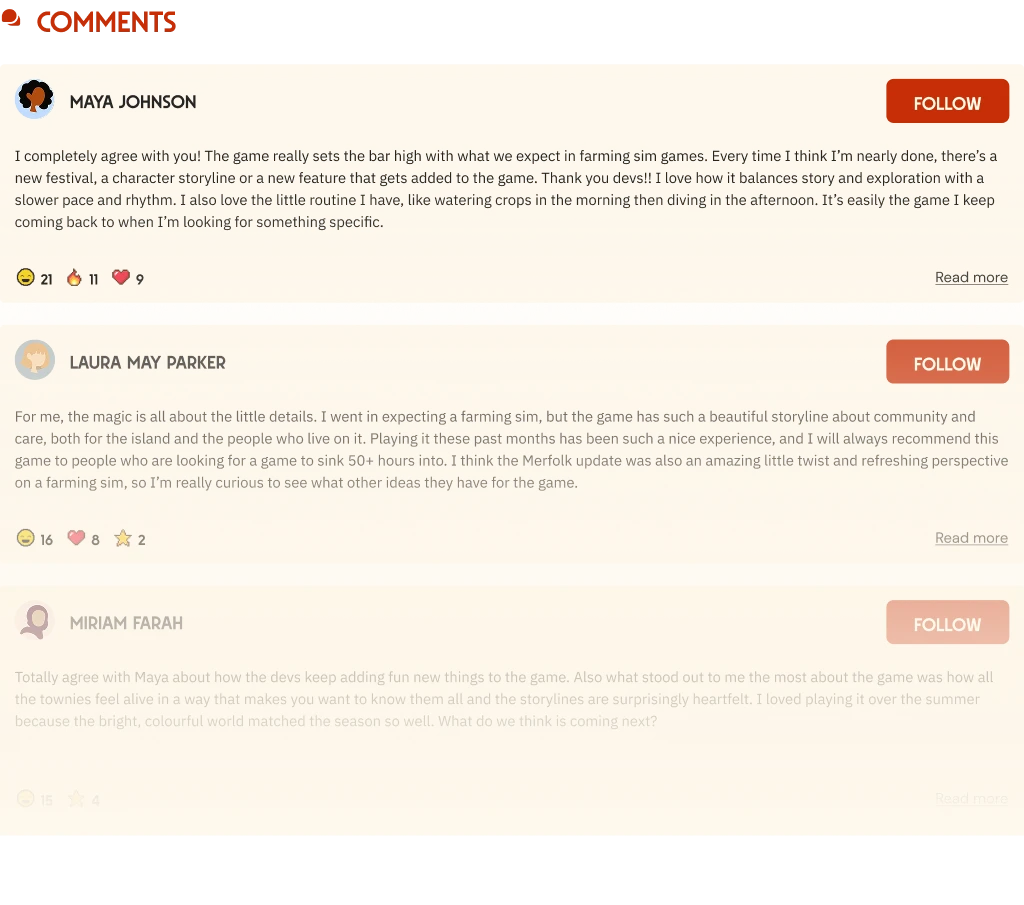 Playnist's social feed showing two posts about Super Mario Bros 3, and engagement buttons displaying likes and comments.